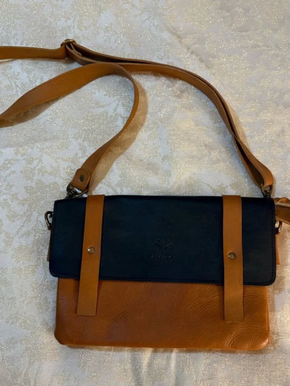 Rift Africa NDANU Two-Tone Genuine Leather Crossbody Bag